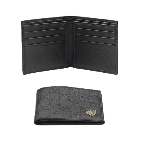 Noir Gucci Bi-plis Détail Crête Portefeuille Méta